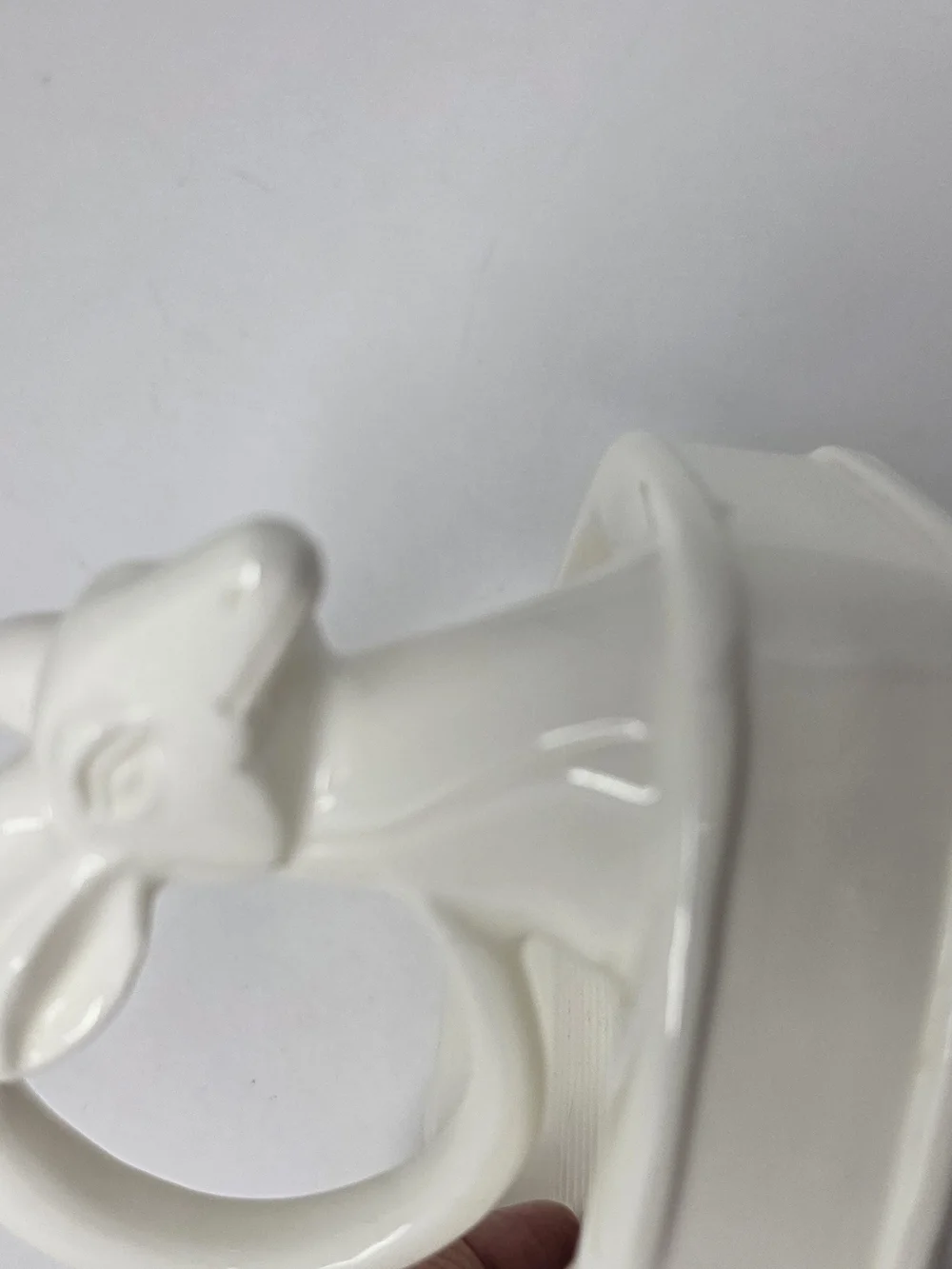 Vintage White Ceramic long horn sheep large soap dish / trinket tray 7
